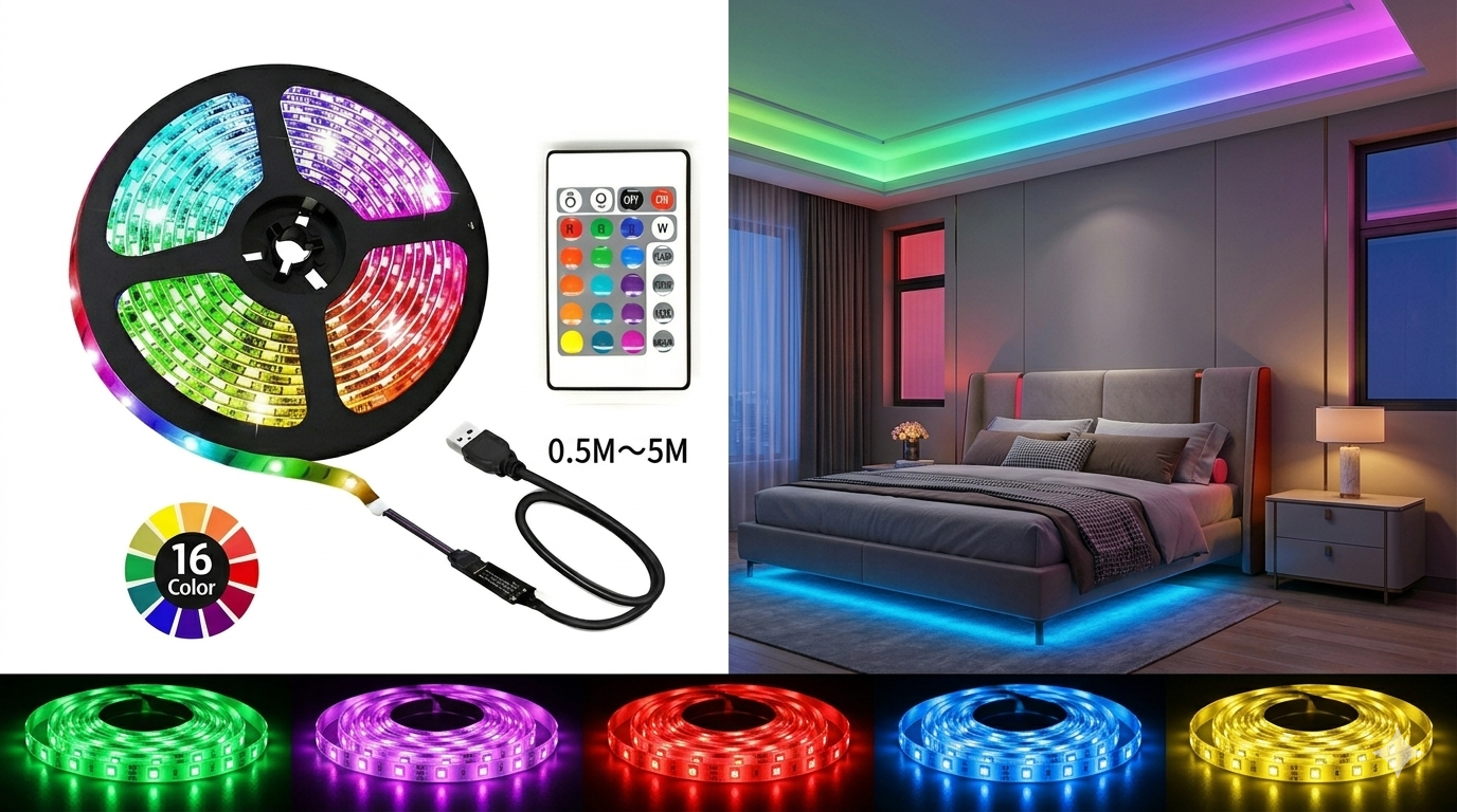 RGB LED Strip Light 15ft Multi Colors