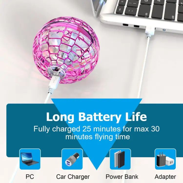 Gyrosphere Flying Spinner – Rechargeable LED Toy for Kids & Adults