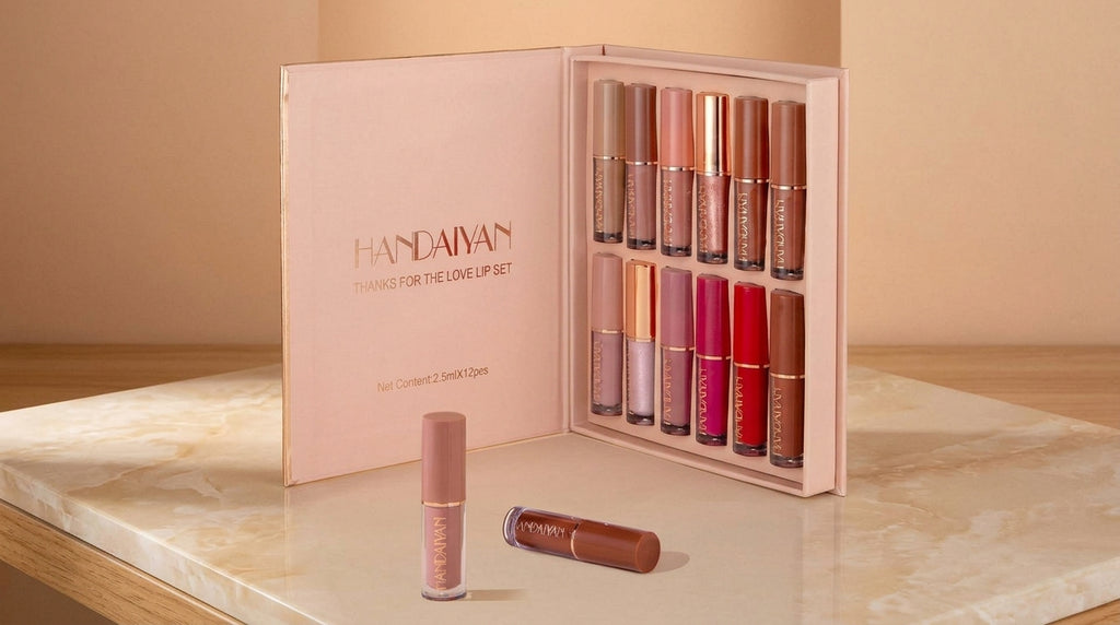 Handiyan Original Lip Gloss Set – 12 Pcs | Long Lasting Shine | 100% Authentic Guaranteed